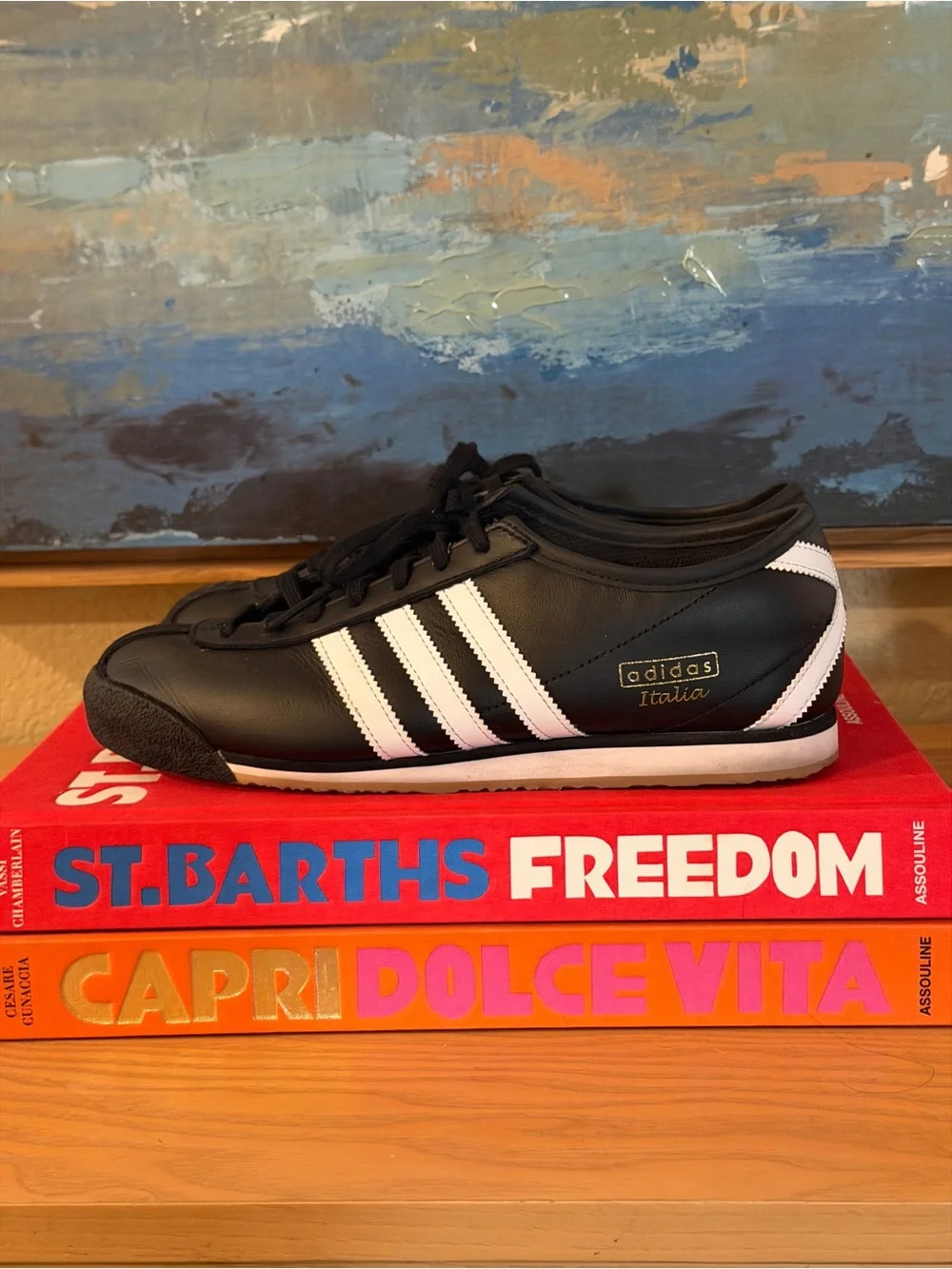adidas Italia Men's Black and White Low-Profile Sneaker